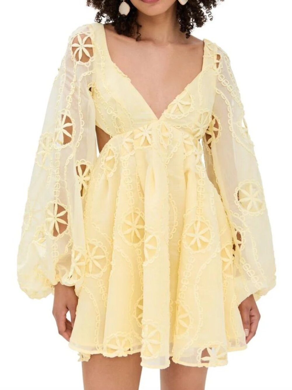 Bardot Jovie Babydoll Mini Dress - Lemon